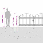 Puerta de cerca ASSEN 301 x 175,5 cm Acero Gris Con cerradura