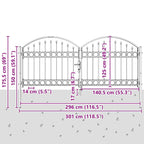 Puerta de cerca ASSEN 301 x 175,5 cm Acero Gris Con cerradura