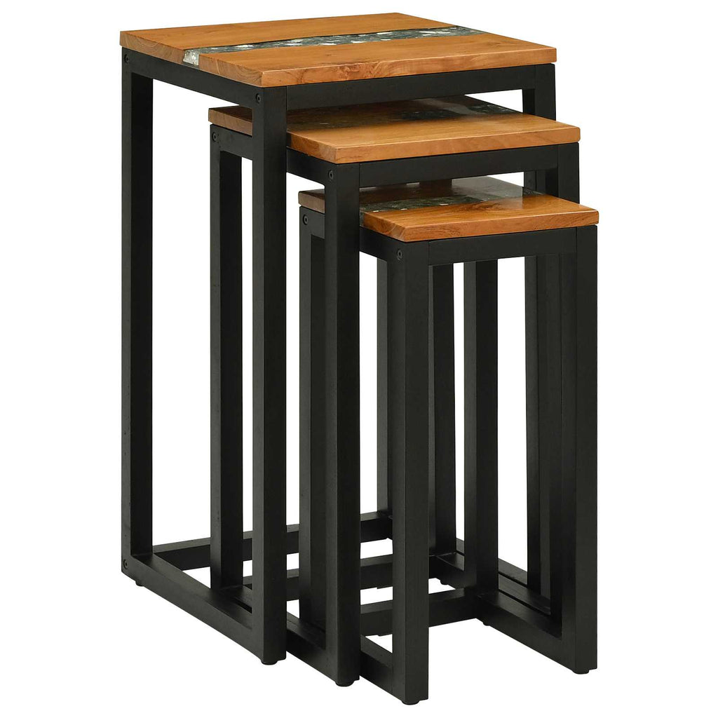 Mesa Nido 3 pcs Marrón Madera de teca maciza