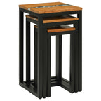 Mesa Nido 3 pcs Marrón Madera de teca maciza