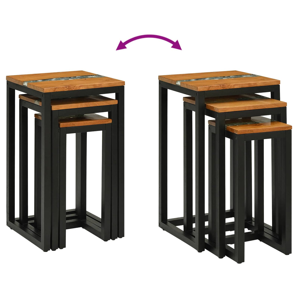 Mesa Nido 3 pcs Marrón Madera de teca maciza