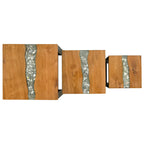 Mesa Nido 3 pcs Marrón Madera de teca maciza