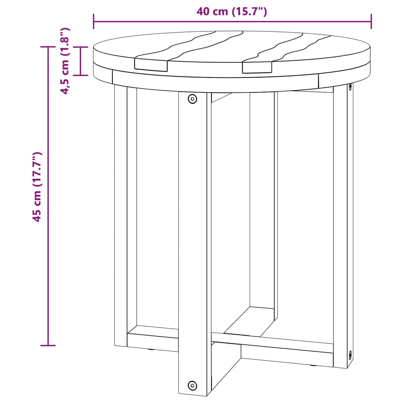 Mesa de Café Marrón 40 x 40 x 45 cm Madera de teca maciza