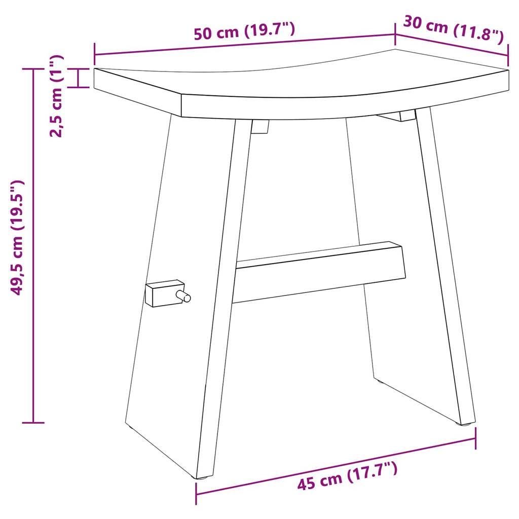 Taburete de baño Marrón 50 x 29,5 x 50,5 cm