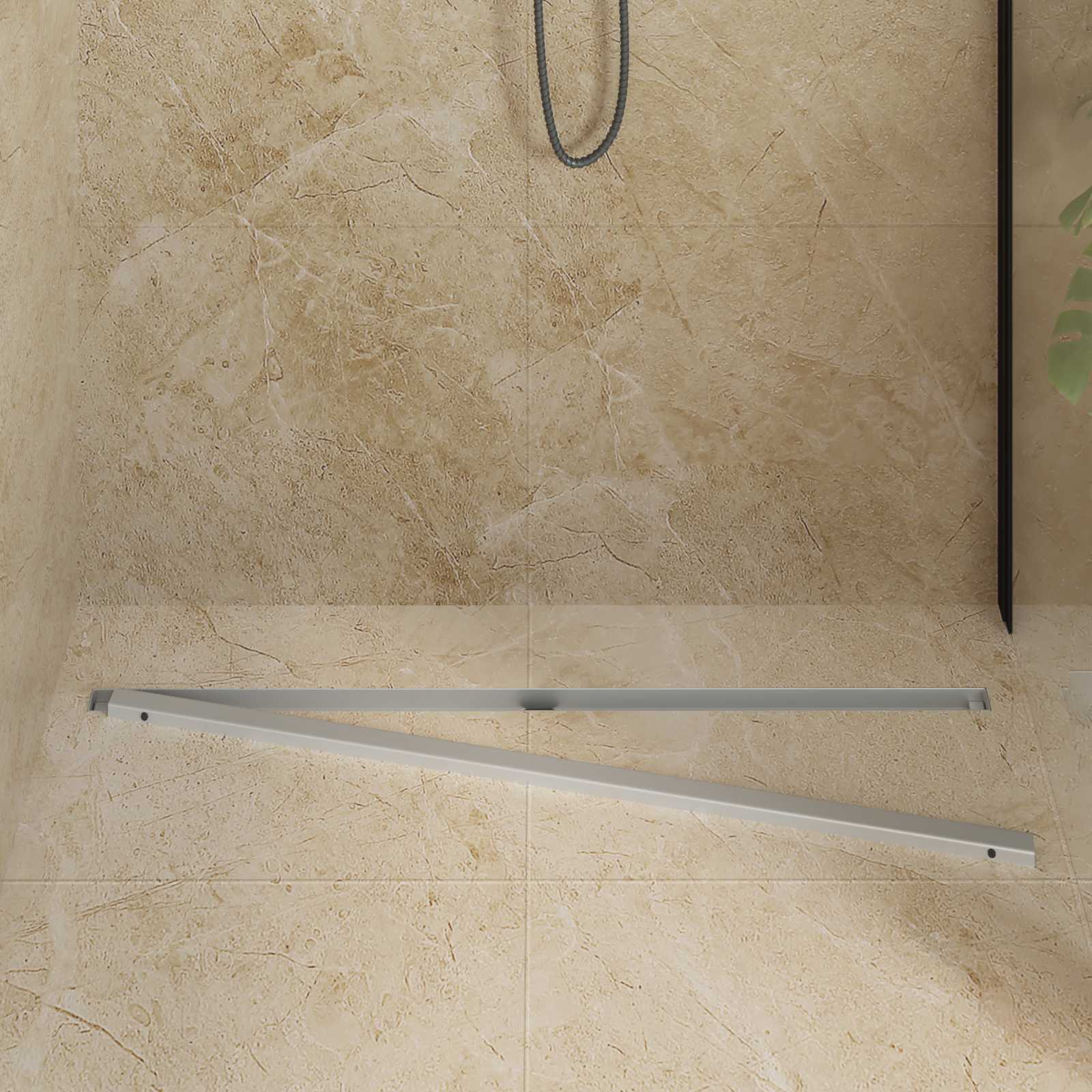 Desagüe de ducha 360° con modelo delgado Plateado 100 cm