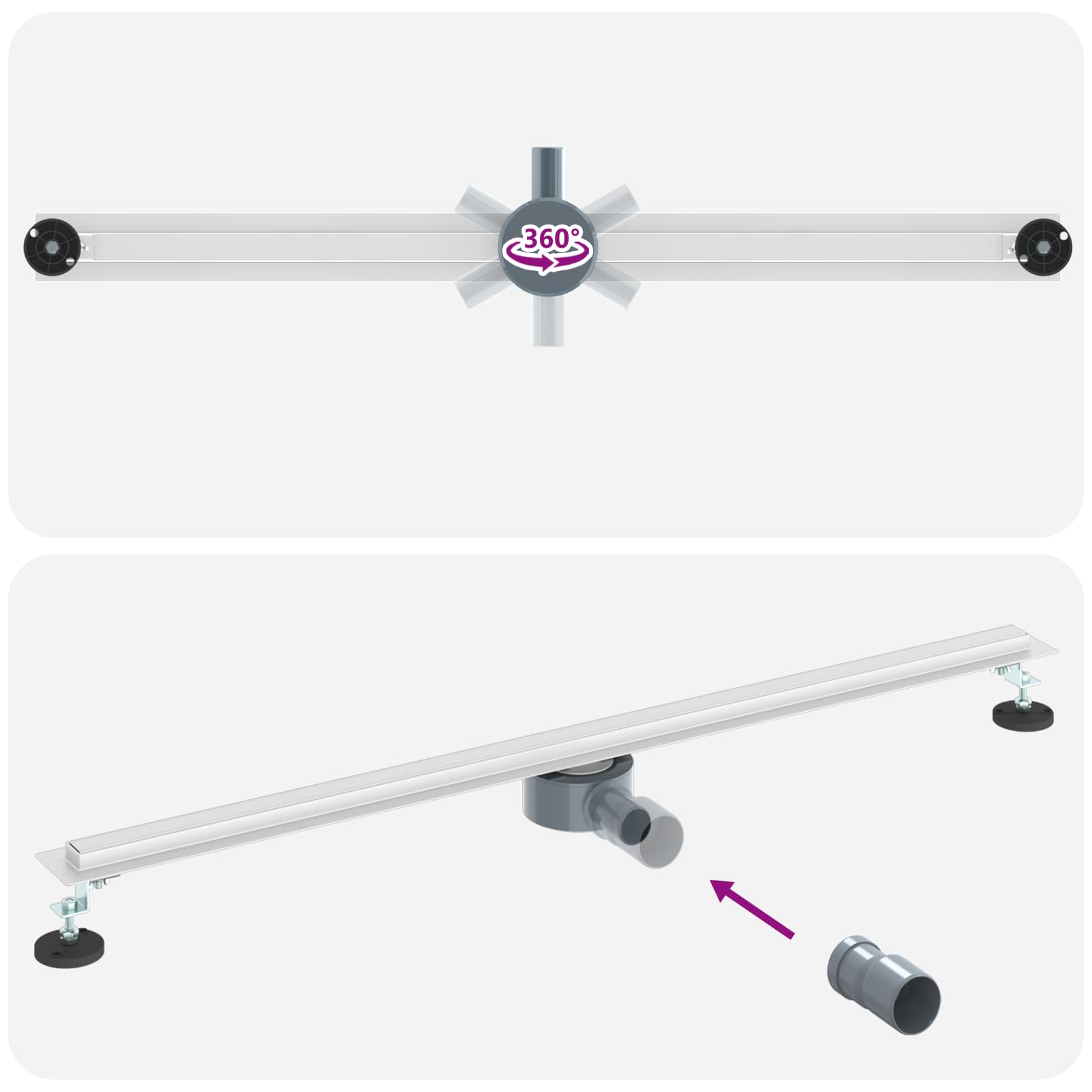 Desagüe de ducha 360° con modelo delgado Plateado 100 cm