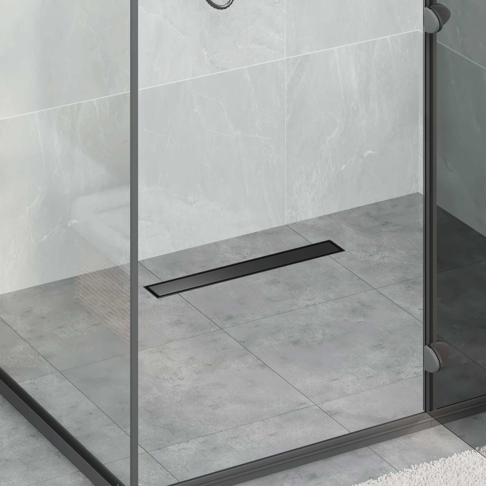 Desagüe de ducha 2 en 1 con sifón de 360° Negro 100 cm