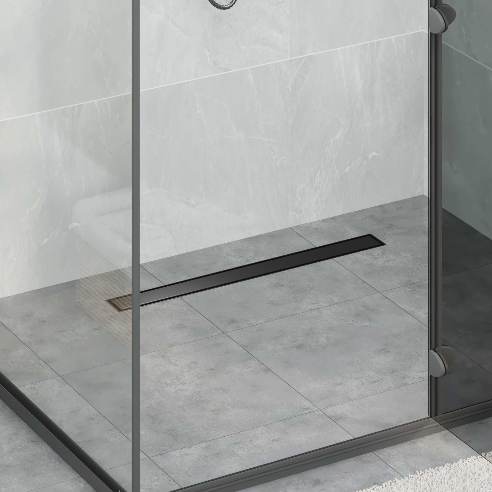 Desagüe de ducha 2 en 1 con sifón de 360° Negro 100 cm