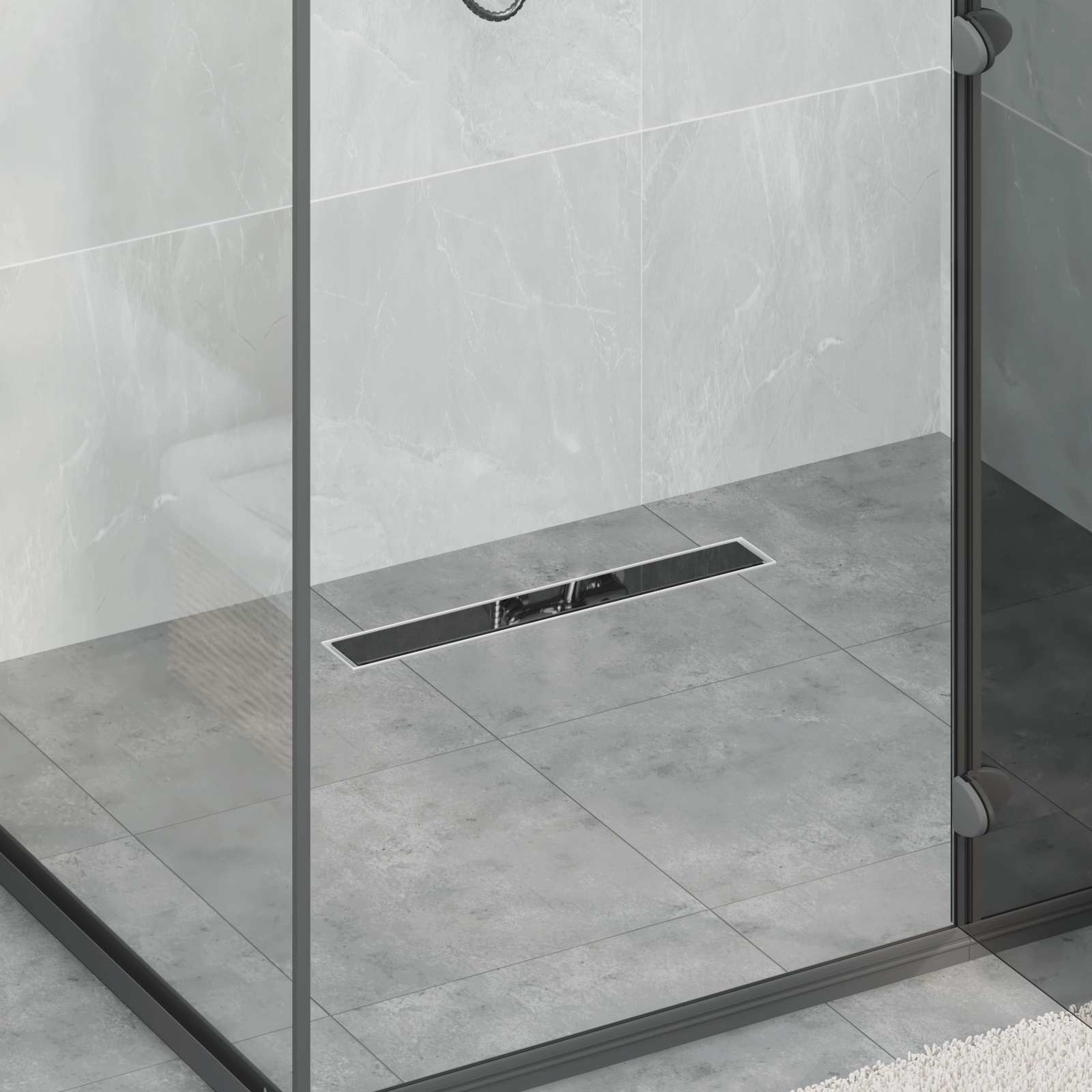 Drenaje de ducha con diseño de línea Plateado 100 cm