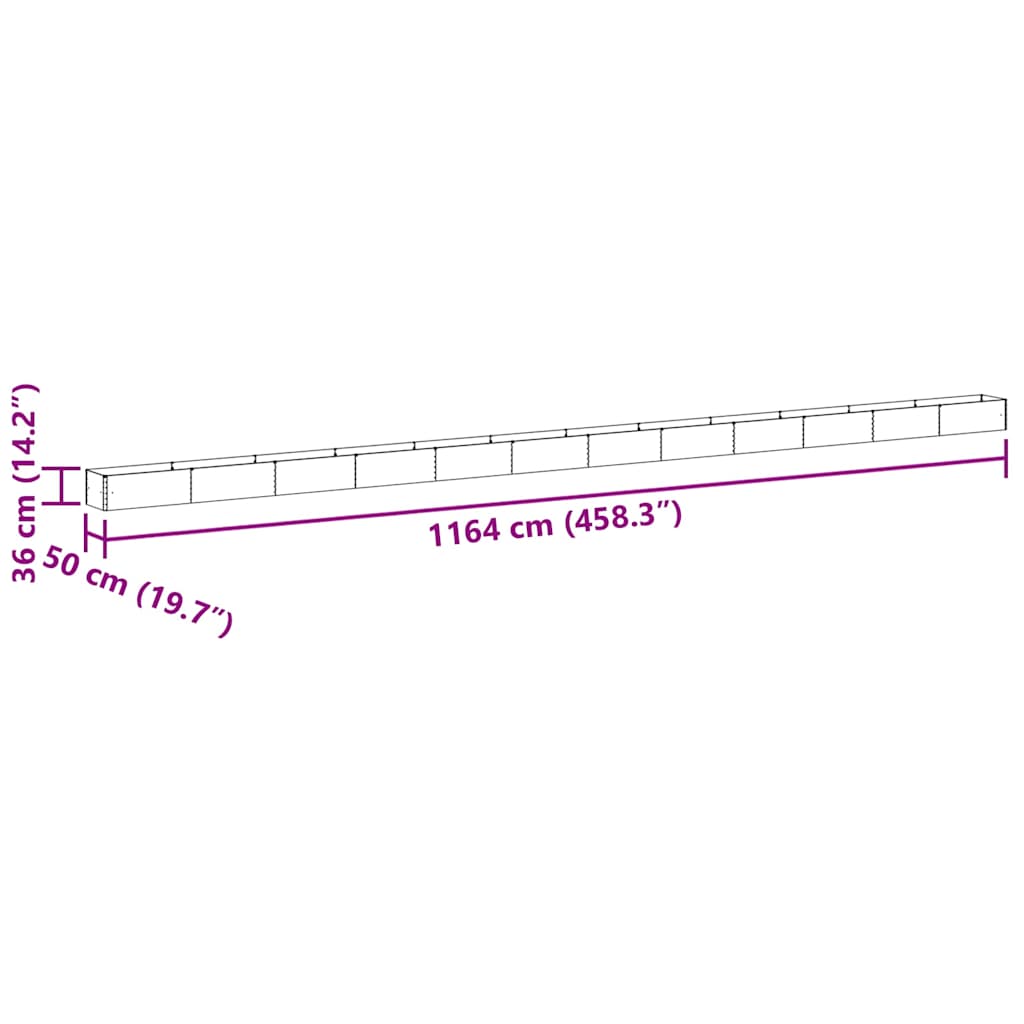 Arriate elevado 1164 x 50 x 36 cm Acero Galvanizado