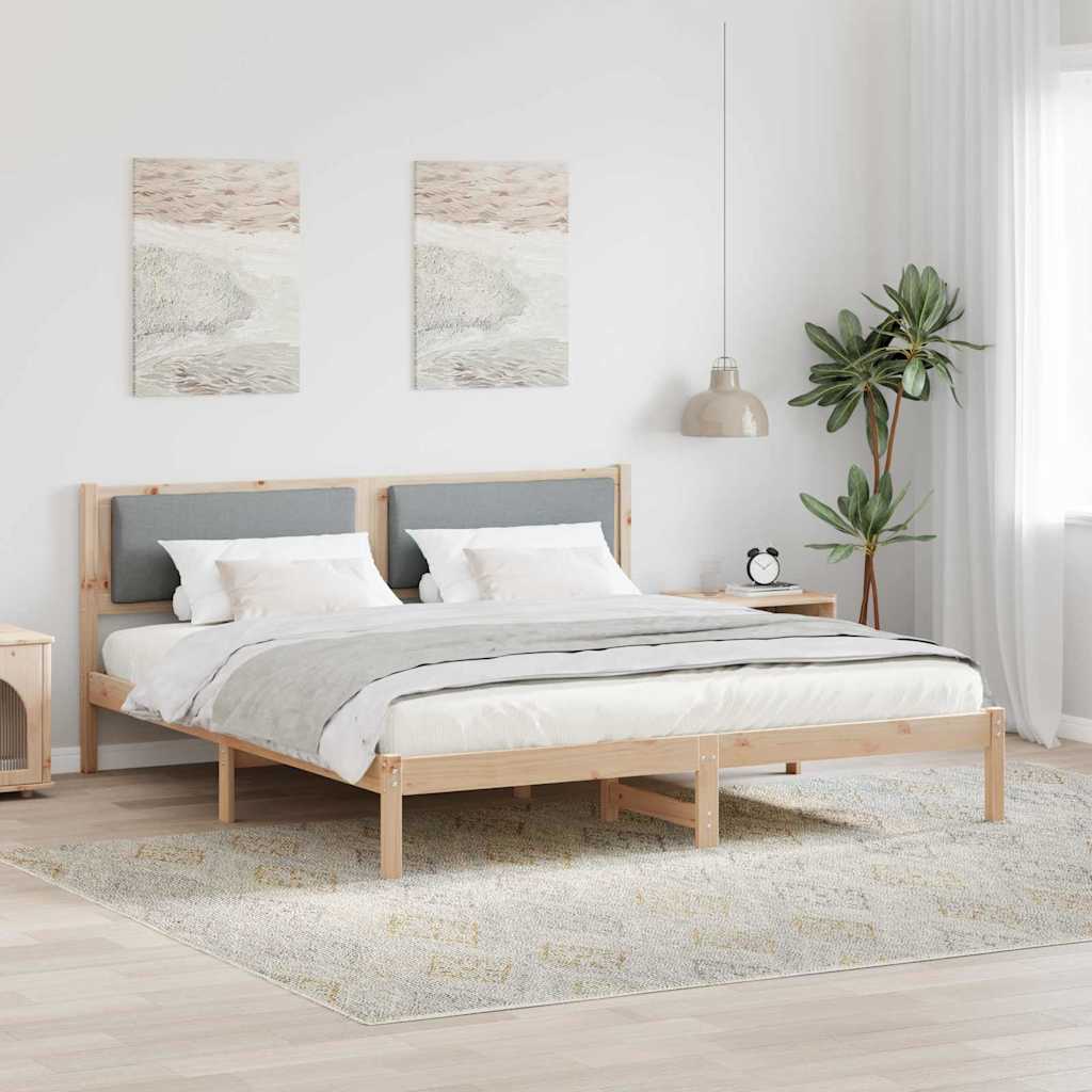 Light Gray Bed Frame with Headboard 100 x 200 cm