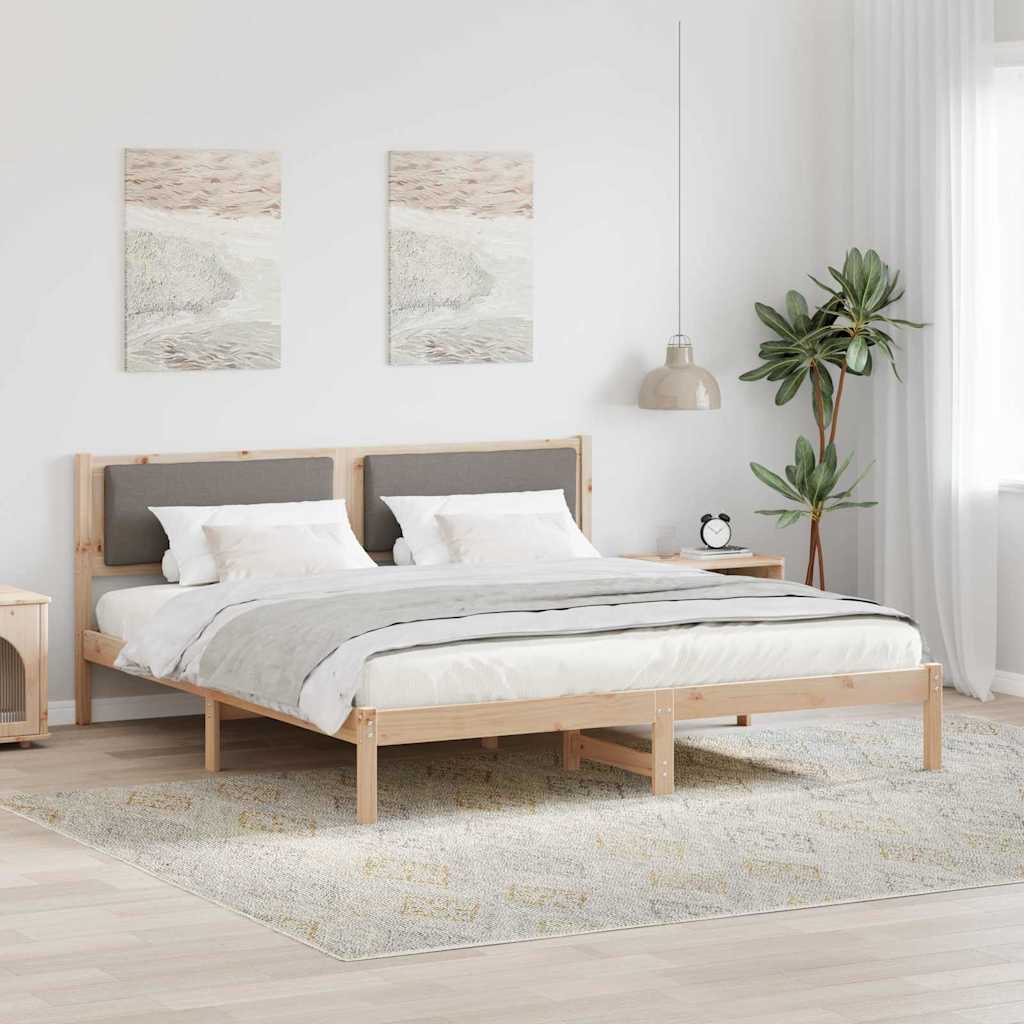 Light Gray Bed Frame with Headboard 100 x 200 cm
