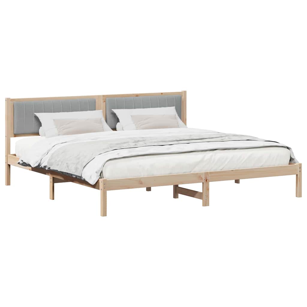Estructura de cama con cabecera Gris Claro 200 x 200 cm