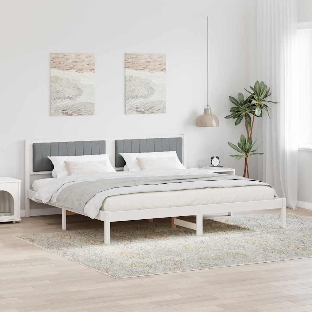 Estrutura de Cama com Cabeceira Cinzento Claro 200 x 200 cm