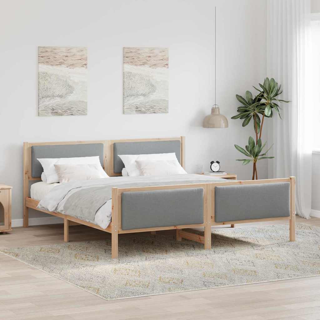 Estrutura de Cama com Cabeceira Cinzento Claro 100 x 200 cm Tecido