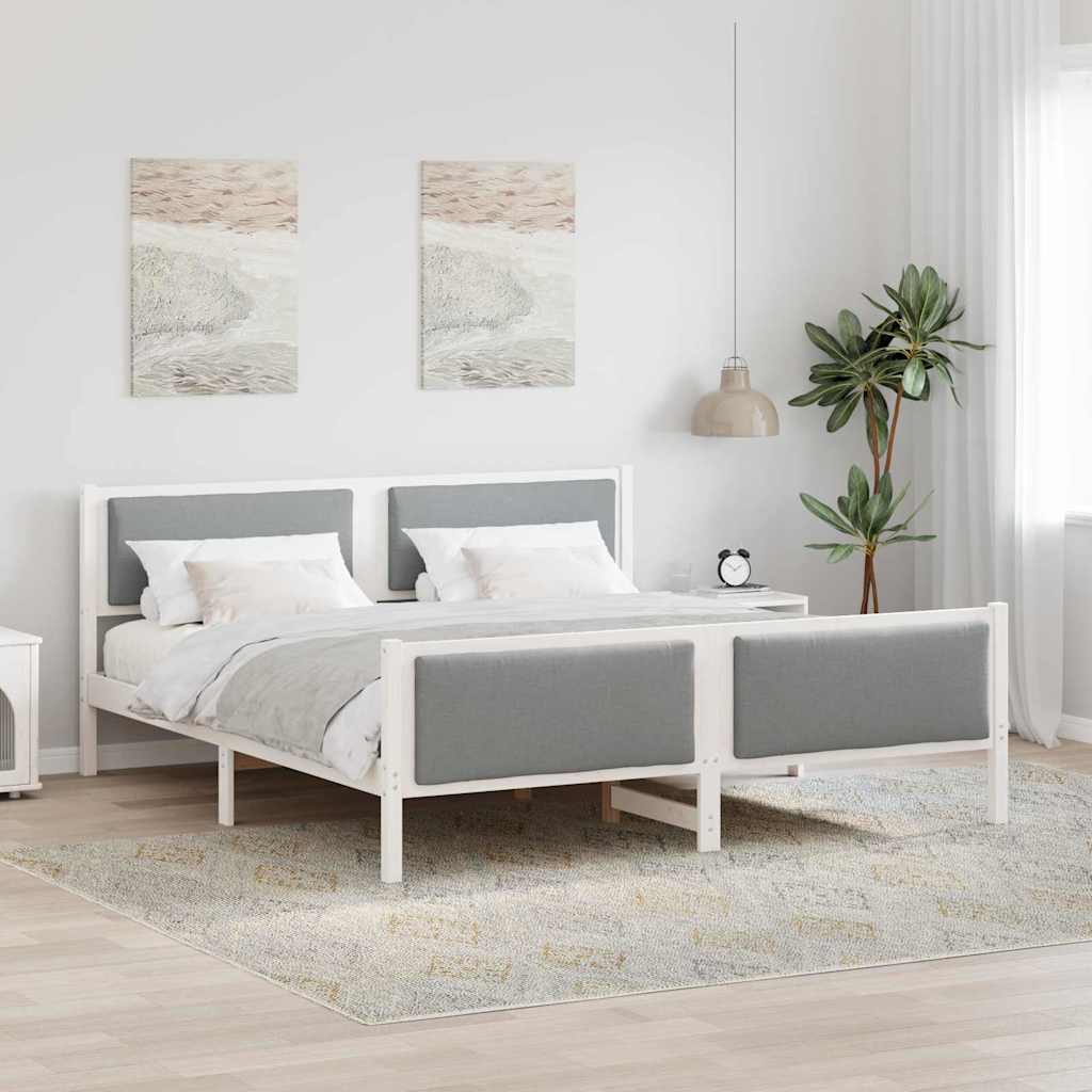 Estrutura de Cama com Cabeceira Cinzento Claro 100 x 200 cm Tecido