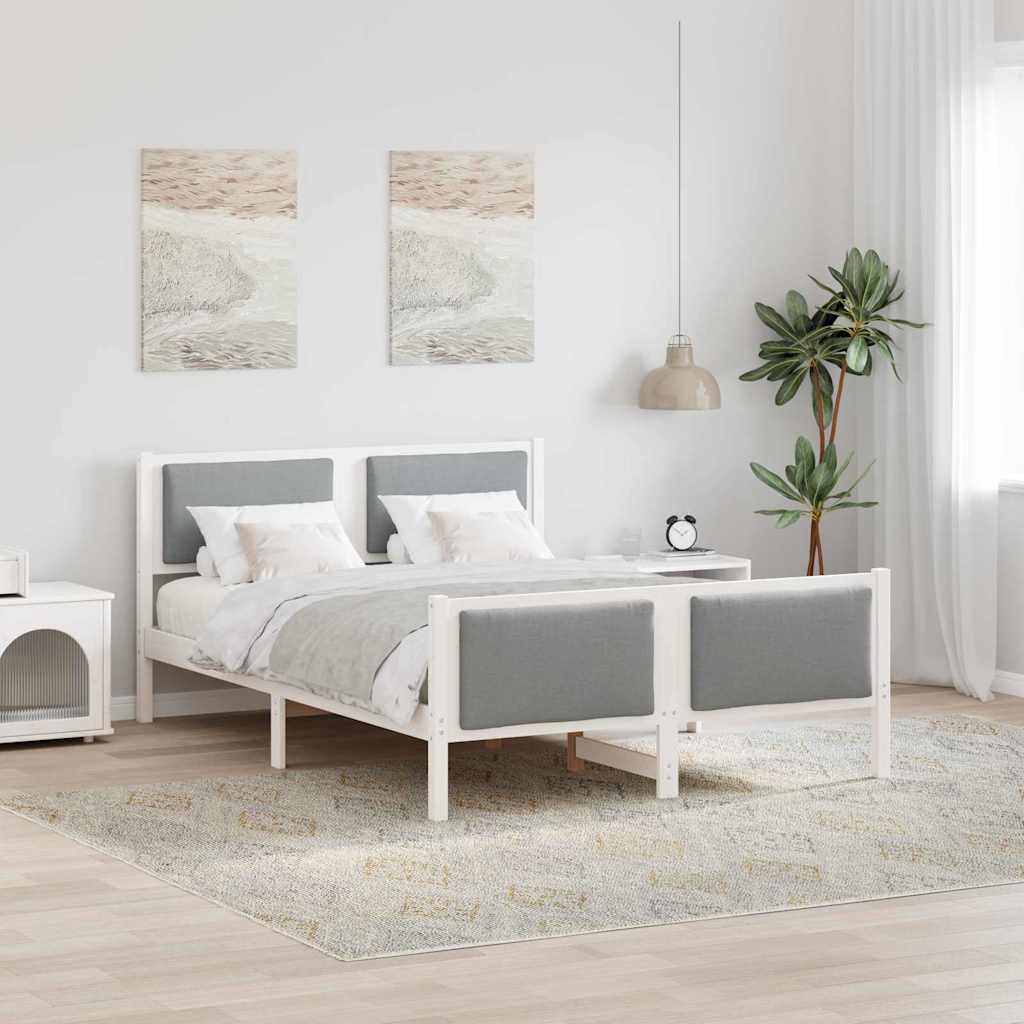 Estrutura de Cama com Cabeceira Cinzento Claro 100 x 200 cm Tecido