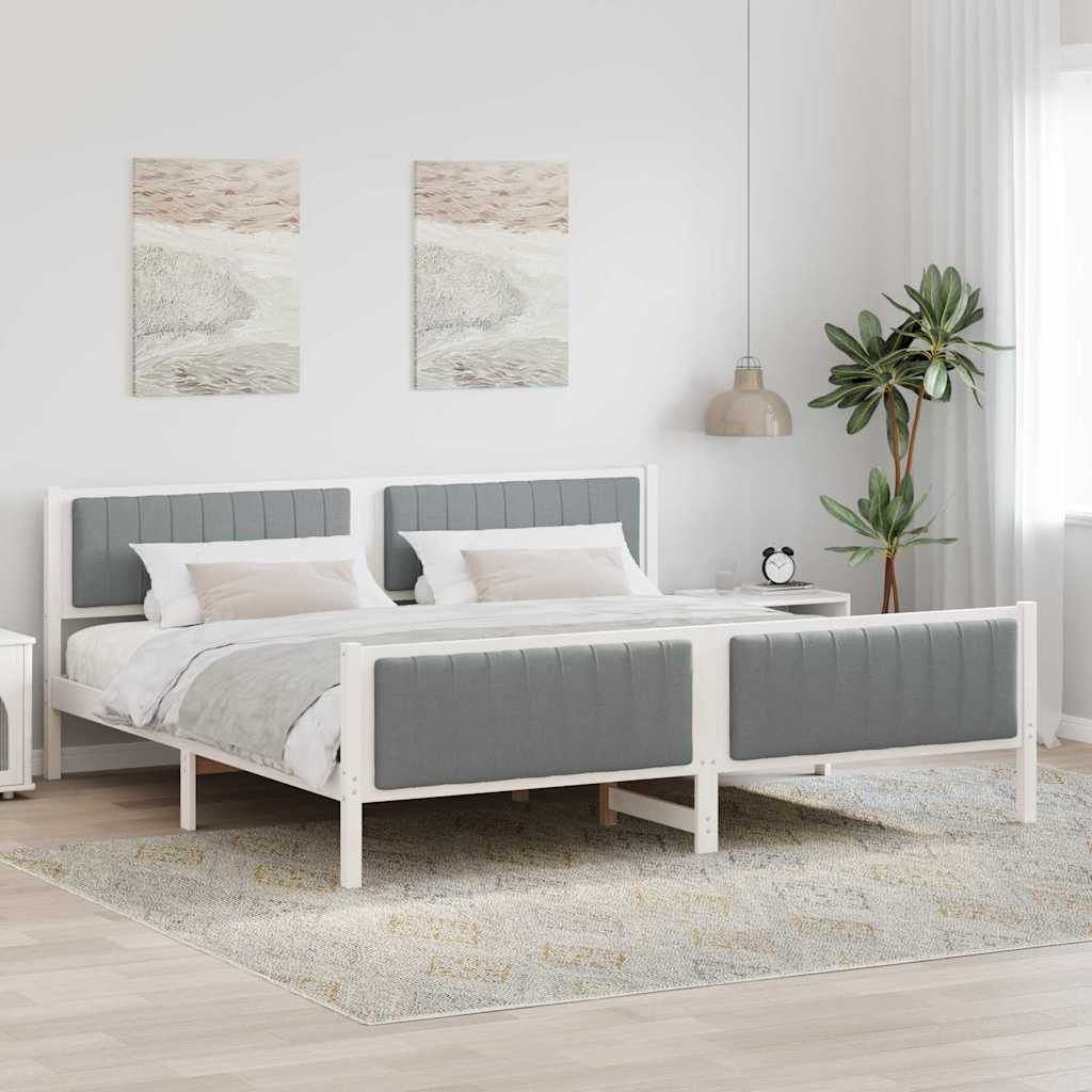 Estrutura de cama com cabeceira Castanho e cinzento-claro 75 x 190 cm