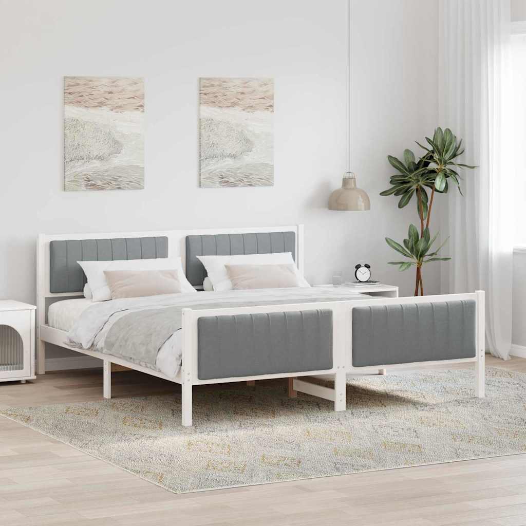 Estrutura de cama com cabeceira Castanho e cinzento-claro 75 x 190 cm