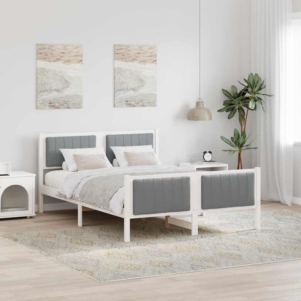 Estrutura de cama com cabeceira Castanho e cinzento-claro 75 x 190 cm