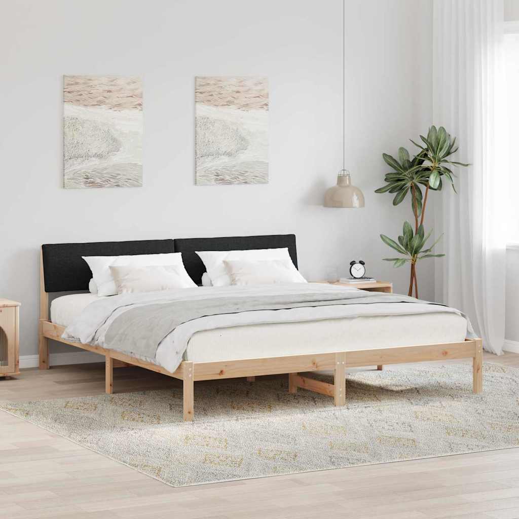 Estrutura de cama com cabeceira castanha e cinzento claro 75 x 190 cm
