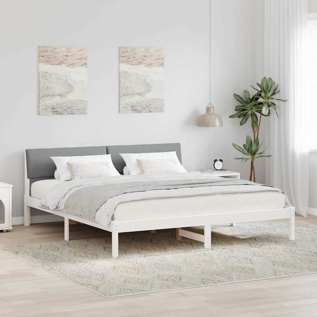 Estrutura de cama com cabeceira castanha e cinzento claro 75 x 190 cm