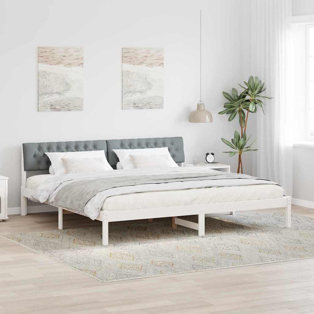 Estrutura de cama com cabeceira Castanho e cinzento claro 75 x 190 cm