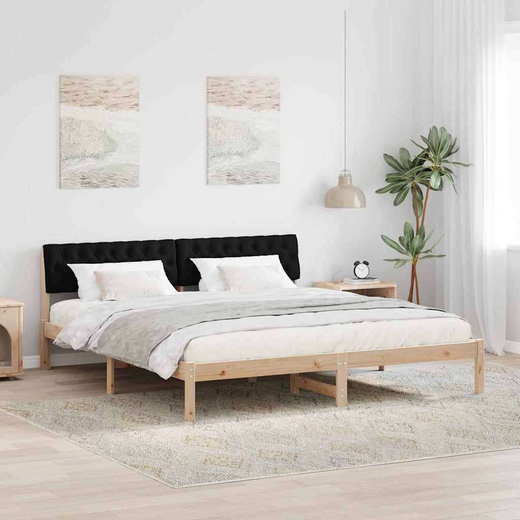 Estrutura de cama com cabeceira Castanho e cinzento claro 75 x 190 cm