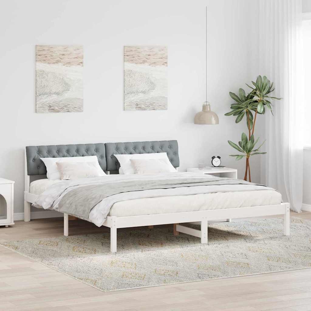 Estrutura de cama com cabeceira Castanho e cinzento claro 75 x 190 cm