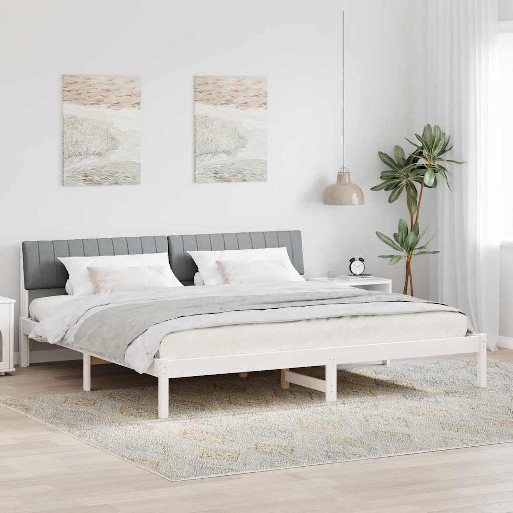 Estrutura de cama com cabeceira Castanho e cinzento claro 75 x 190 cm