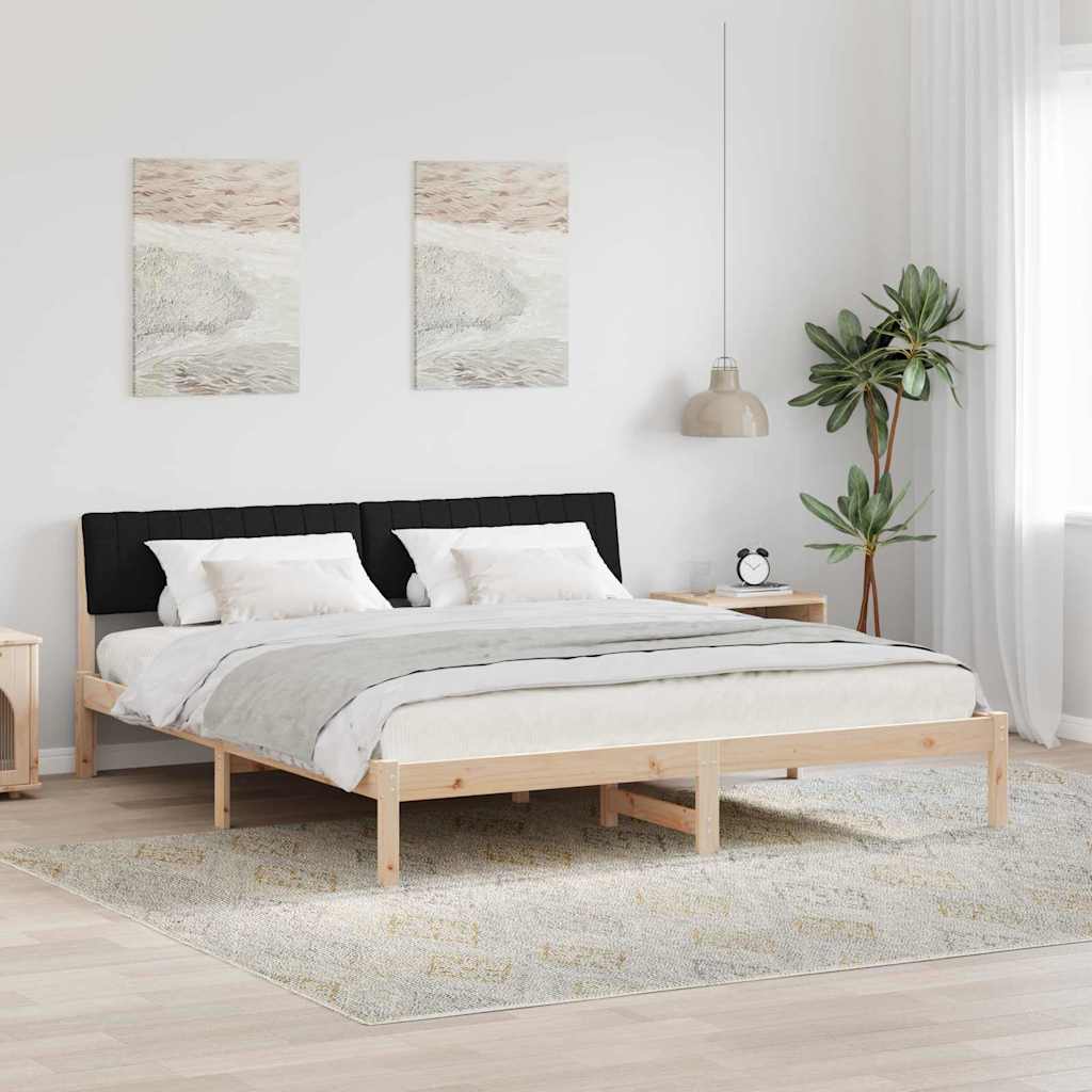 Estrutura de cama com cabeceira Castanho e cinzento claro 75 x 190 cm