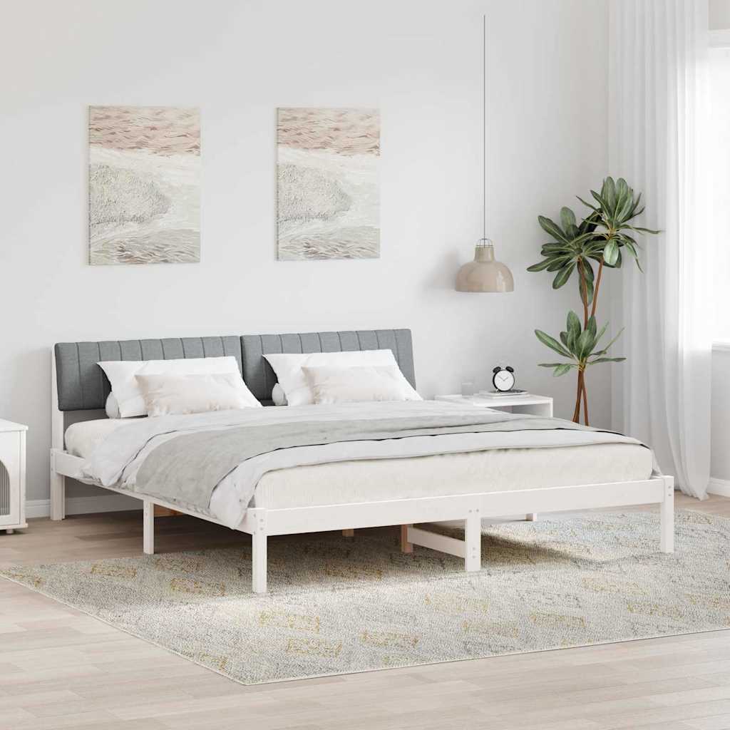 Estrutura de cama com cabeceira Castanho e cinzento claro 75 x 190 cm