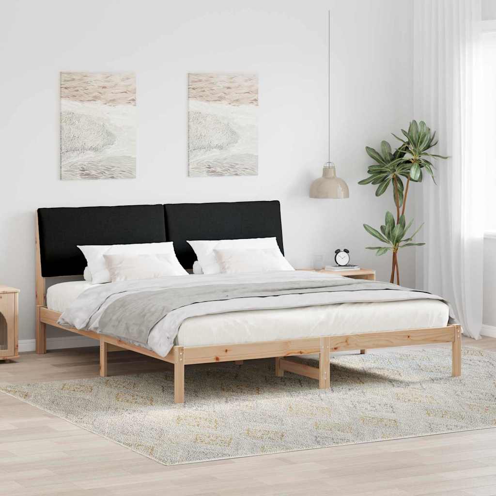 Estrutura de cama com cabeceira Castanho e preto 100 x 200 cm