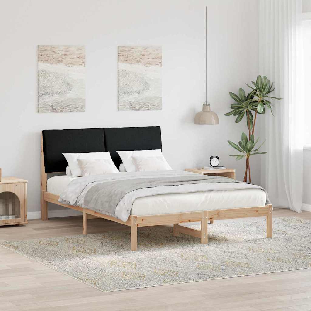 Estrutura de cama com cabeceira Castanho e preto 100 x 200 cm