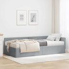 Estructura de Cama Esquina con Colchón 2 pcs Gris Claro tela