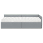 Estructura de Cama Esquina con Colchón 2 pcs Gris Claro tela