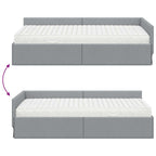 Estructura de Cama Esquina con Colchón 2 pcs Gris Claro tela