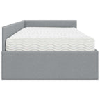 Estructura de Cama Esquina con Colchón 2 pcs Gris Claro tela