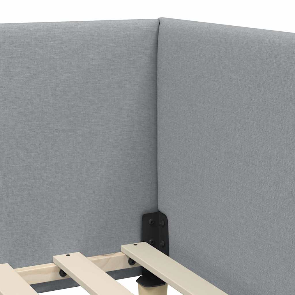 Estructura de Cama Esquina con Colchón 2 pcs Gris Claro tela