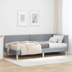 Estructura de Cama Esquina con Colchón 2 pcs Gris Claro tela