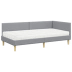 Estructura de Cama Esquina con Colchón 2 pcs Gris Claro tela