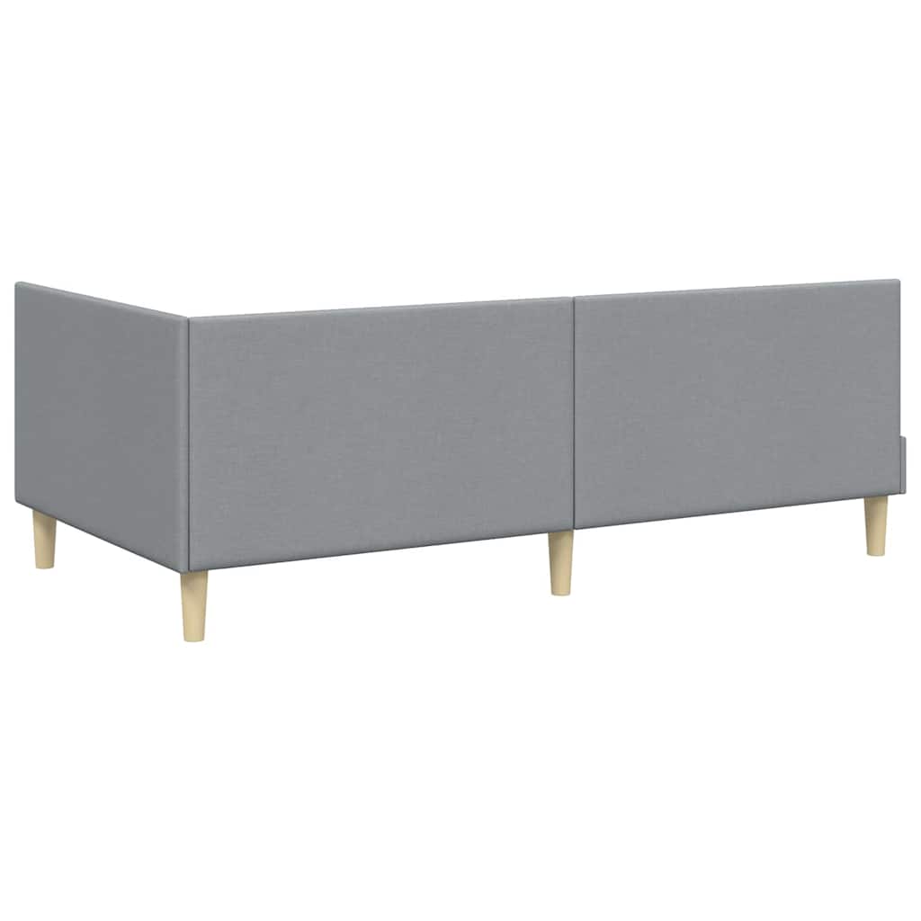 Estructura de Cama Esquina con Colchón 2 pcs Gris Claro tela