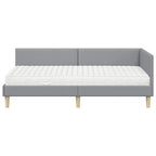 Estructura de Cama Esquina con Colchón 2 pcs Gris Claro tela