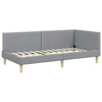 Estructura de Cama Esquina con Colchón 2 pcs Gris Claro tela
