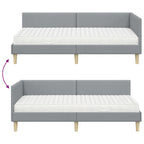 Estructura de Cama Esquina con Colchón 2 pcs Gris Claro tela