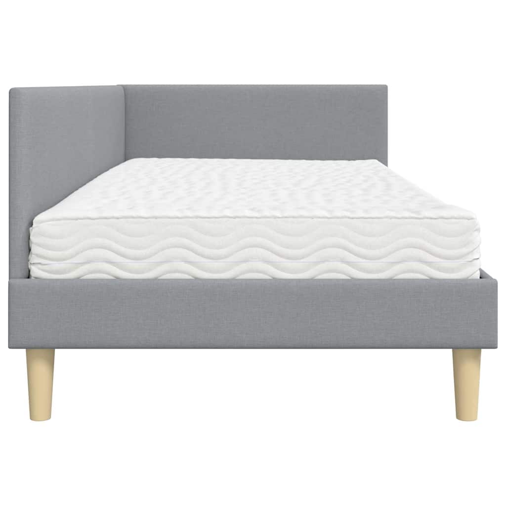 Estructura de Cama Esquina con Colchón 2 pcs Gris Claro tela