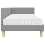 Estructura de Cama Esquina con Colchón 2 pcs Gris Claro tela