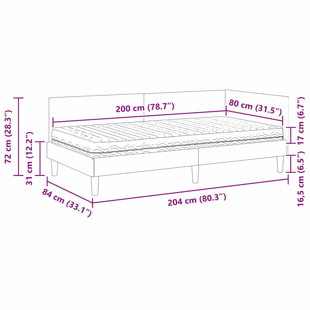 Estructura de Cama Esquina con Colchón 2 pcs Gris Claro tela
