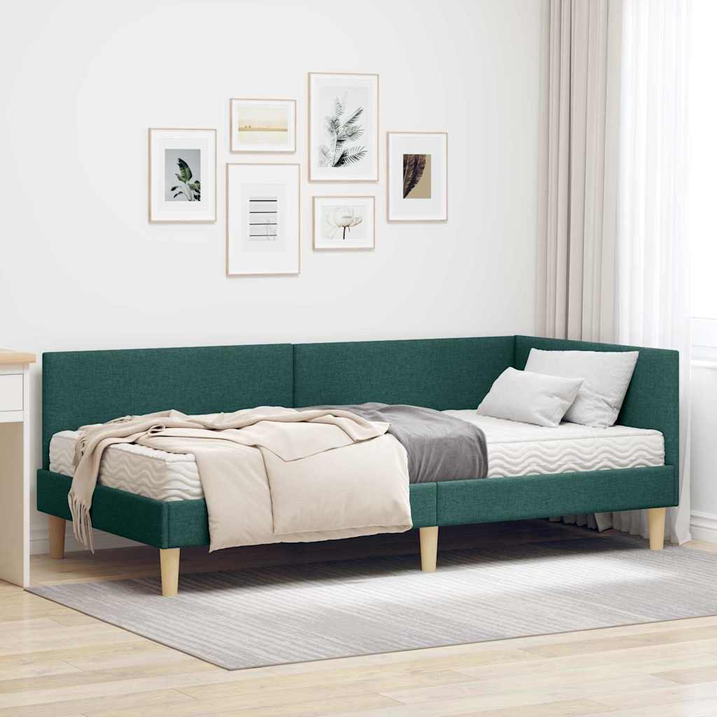 Corner Bed Frame with Mattress 2 pcs Light Gray fabric
