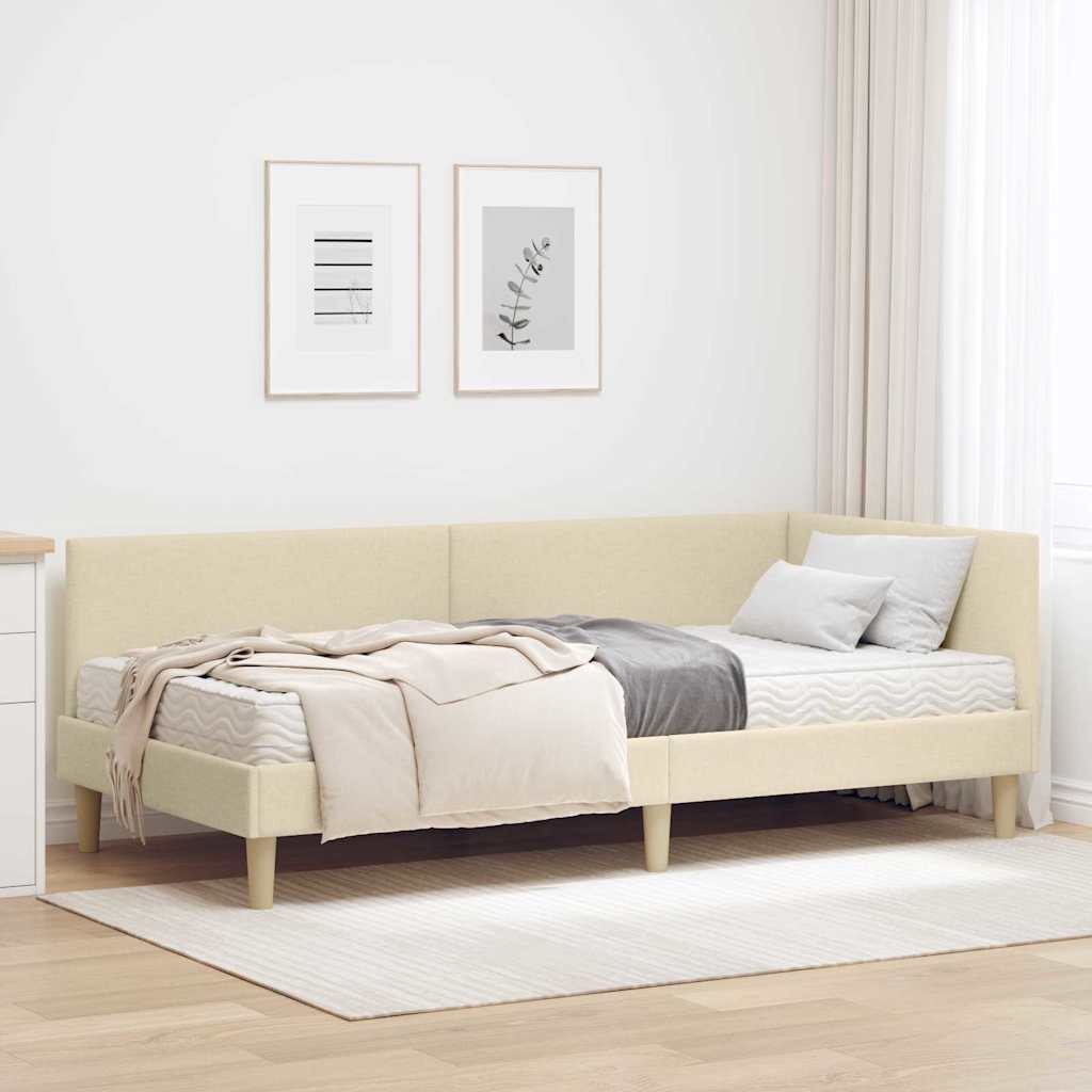 Corner Bed Frame with Mattress 2 pcs Light Gray fabric